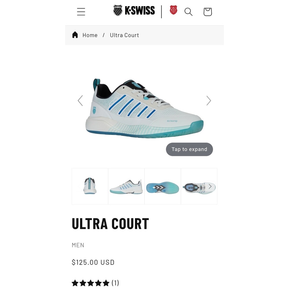 K-Swiss‎ Ultra Court Mens Tennis Shoes Blue White 04405-963-M Size 9
